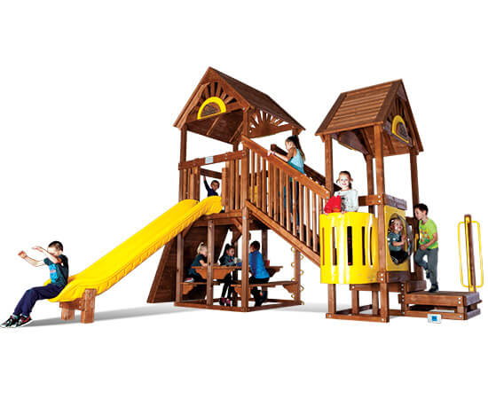 Commercial Playground Equipment – Rainbow Play Village Design D (RPS-98D) - Rainbow Play Systems of Texas
