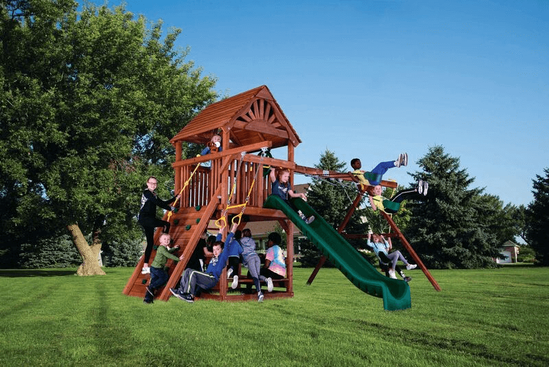 Sunshine Clubhouse Pkg II with Wood Roof (41C) - Rainbow Play Systems of Texas