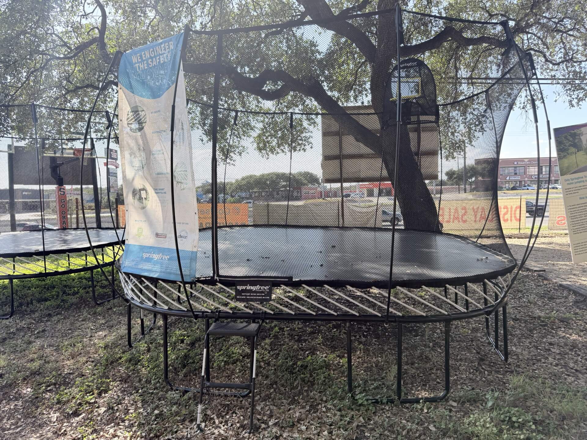 281- S155 13′ Square Springfree Trampoline Step & Hoop - Rainbow Play Systems